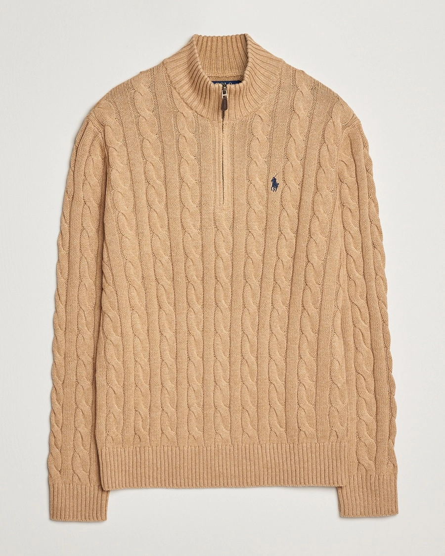 Herre | Polo Ralph Lauren | Polo Ralph Lauren Cotton Cable Half Zip Camel Melange