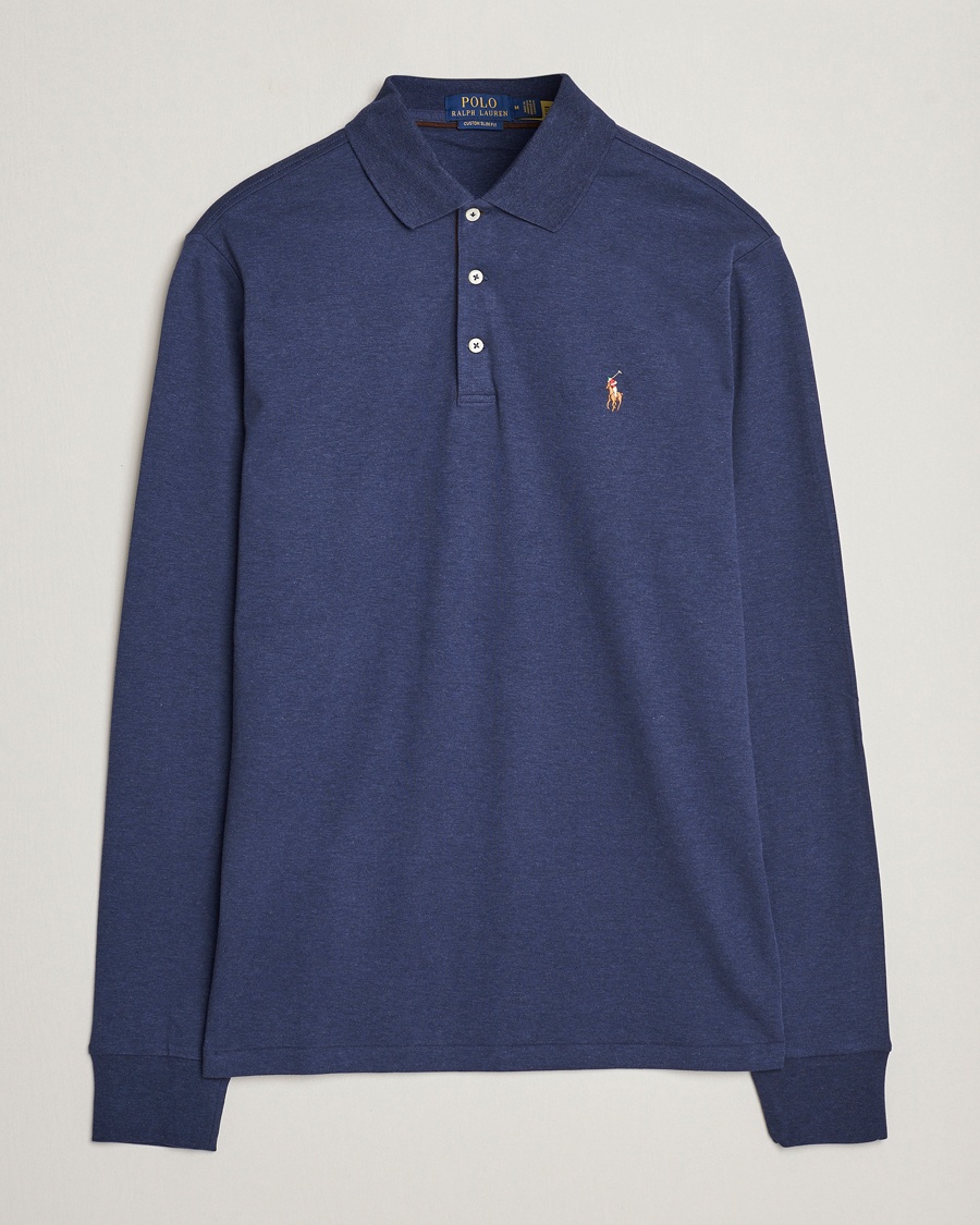 Herre | Polo Ralph Lauren | Polo Ralph Lauren Pima Cotton Custom Fit LS Polo Spring Navy Heather