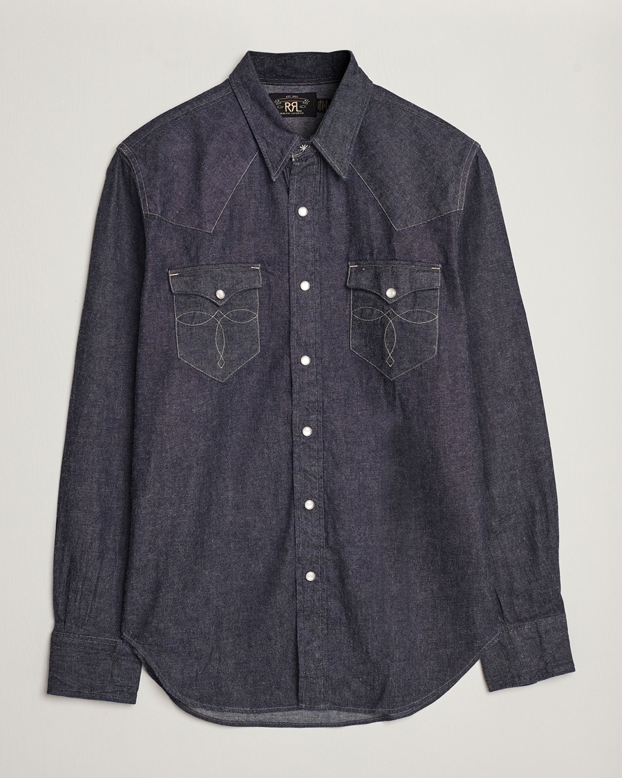 RRL Buffalo Western Shirt Rinse – Blå