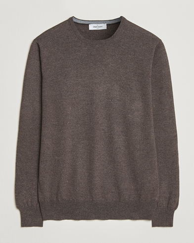 Gran Sasso Merino Fashion Fit Crew Neck Pullover Brown Melange – Brun