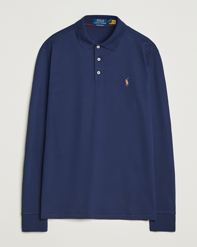 Herre | Polo Ralph Lauren | Polo Ralph Lauren Pima Cotton Custom Fit LS Polo Refined Navy