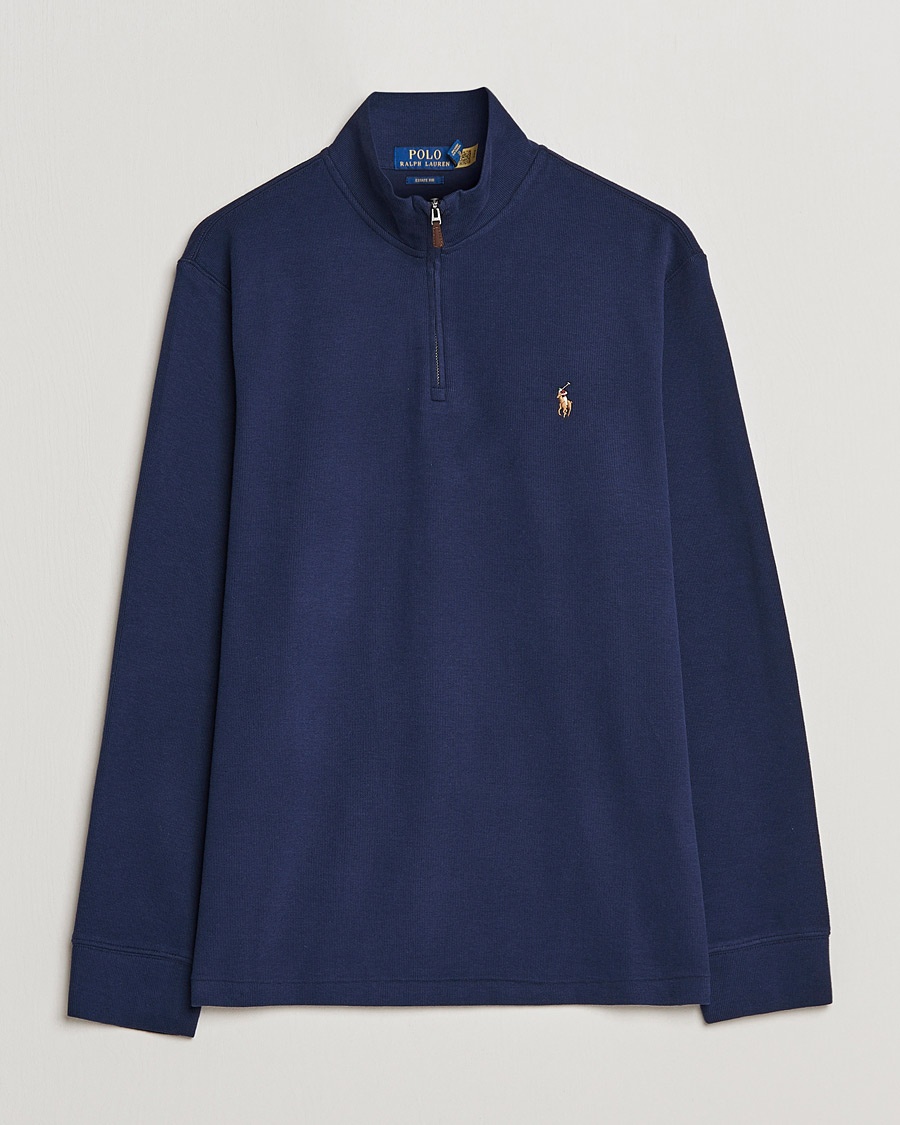 Herre | Polo Ralph Lauren | Polo Ralph Lauren Double Knit Jaquard Half Zip Sweater Cruise Navy