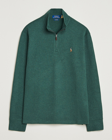 Herre | Polo Ralph Lauren | Polo Ralph Lauren Double Knit Jaquard Half Zip Sweater Pine Heather