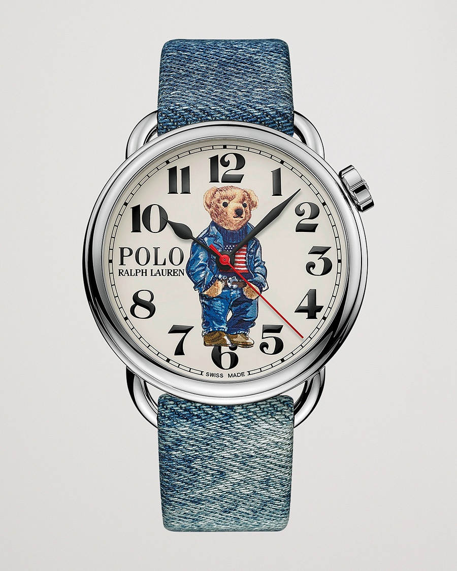 Herre | Polo Ralph Lauren | Polo Ralph Lauren 42mm Automatic Denim Flag Bear Steel With White Dial