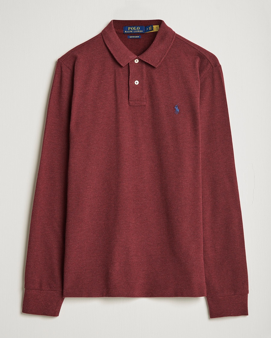 Herre | Polo Ralph Lauren | Polo Ralph Lauren Custom Fit Long Sleeve Polo Spring Wine Heather