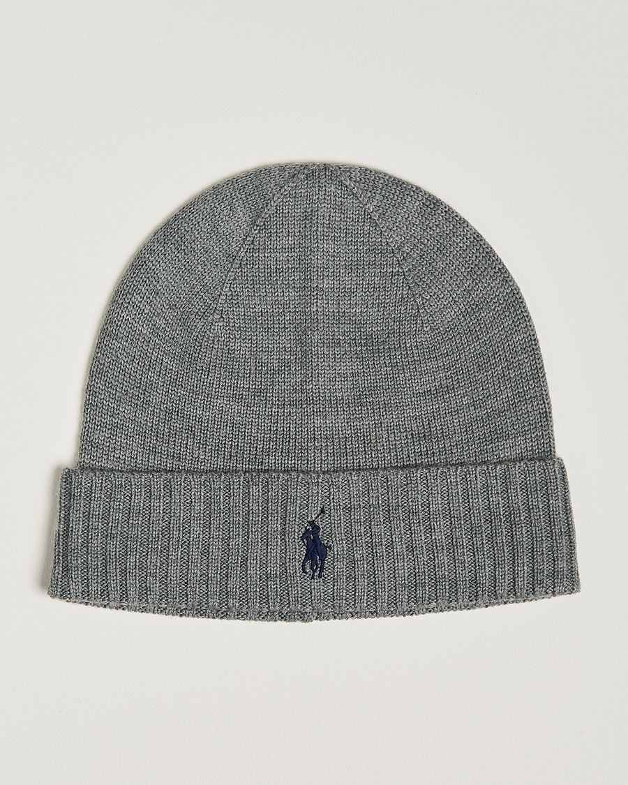 Herre | Polo Ralph Lauren | Polo Ralph Lauren Merino Beanie Fawn Grey Heather