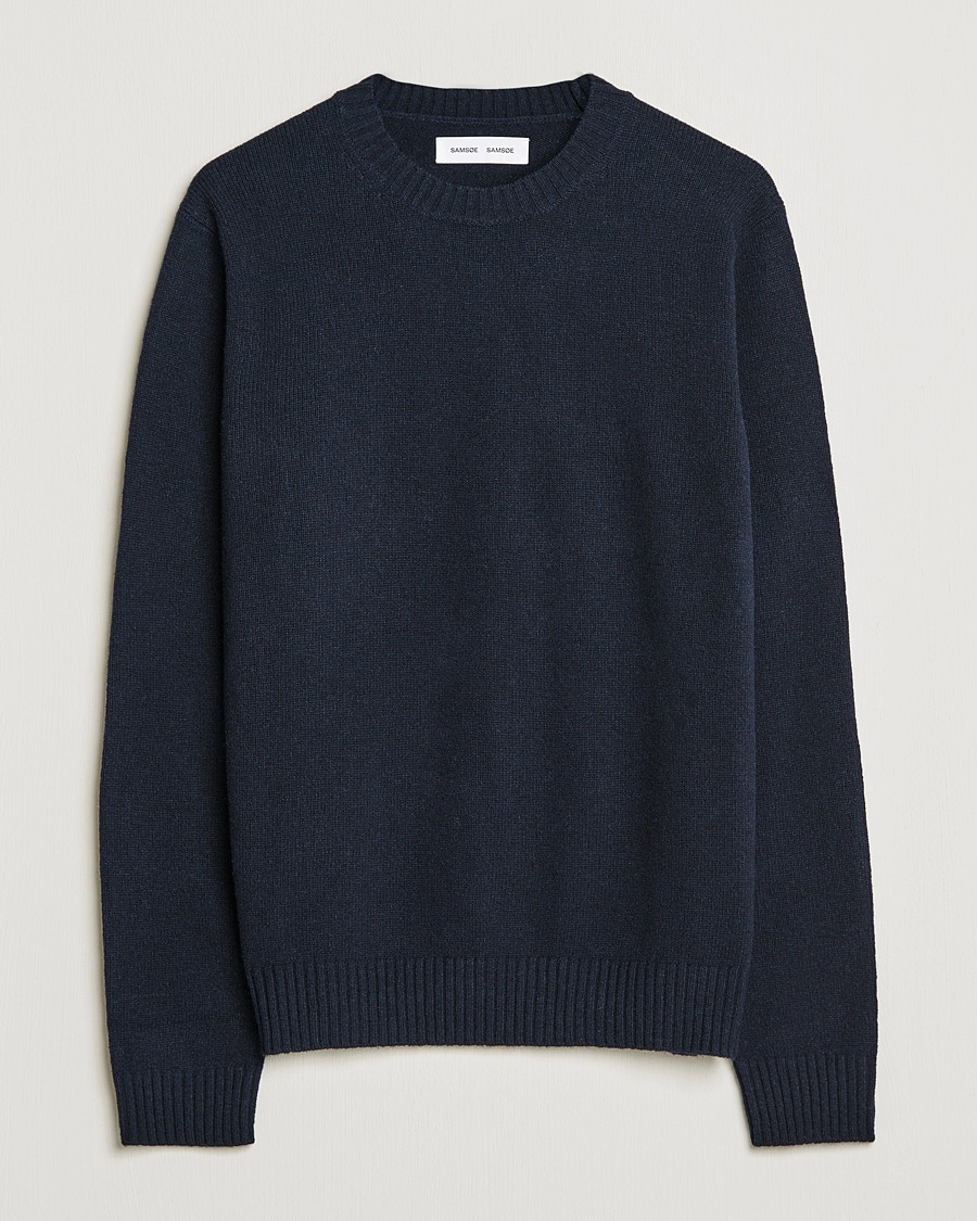 Herre | Samsøe Samsøe | Samsøe Samsøe Sylli Wool Crew Neck Salute Navy