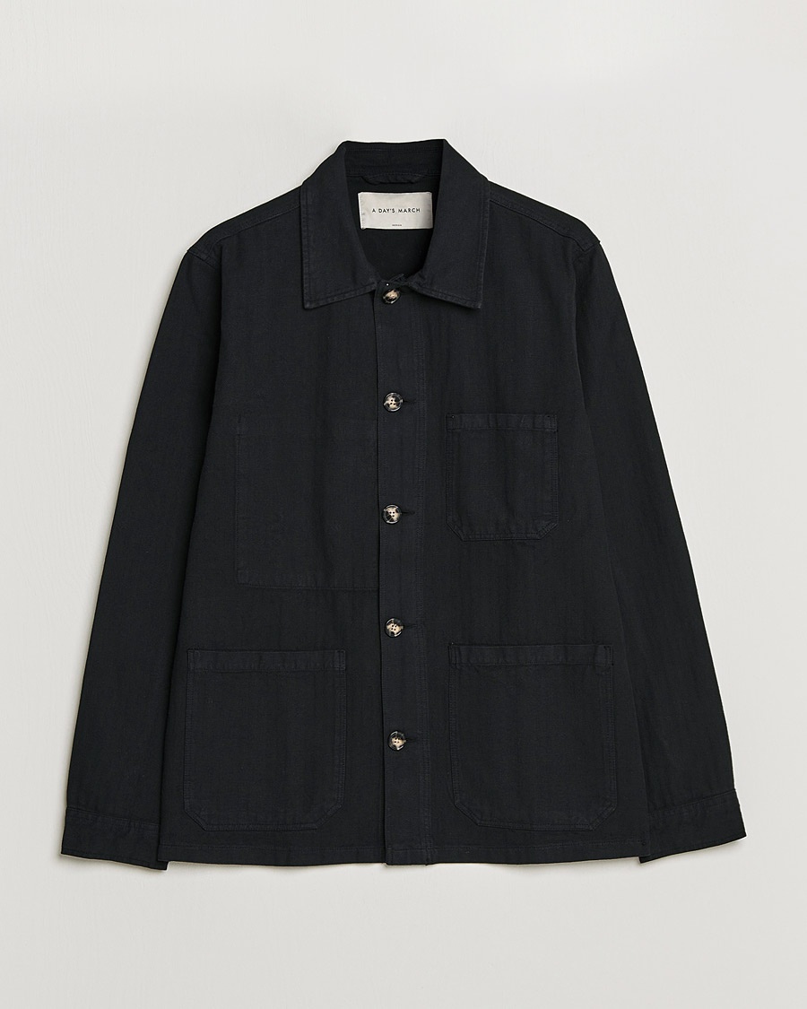 A Day's March Original Herringbone Overshirt Black – Svart