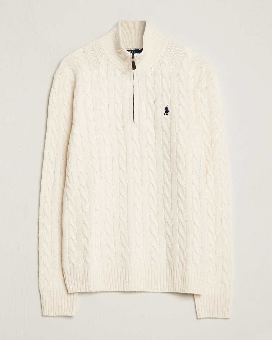 Herre | Polo Ralph Lauren | Polo Ralph Lauren Wool/Cashmere Cable Half Zip Andover Cream