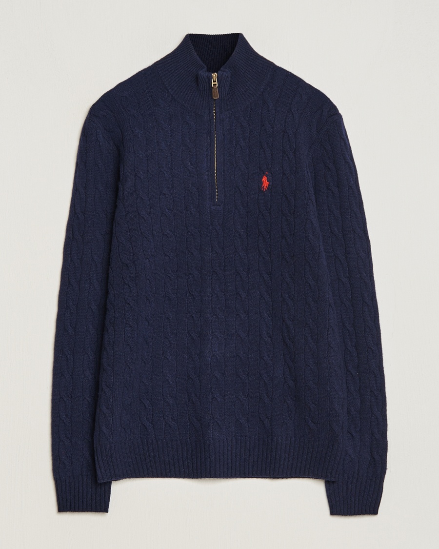 Herre | Polo Ralph Lauren | Polo Ralph Lauren Wool/Cashmere Cable Half Zip Hunter Navy
