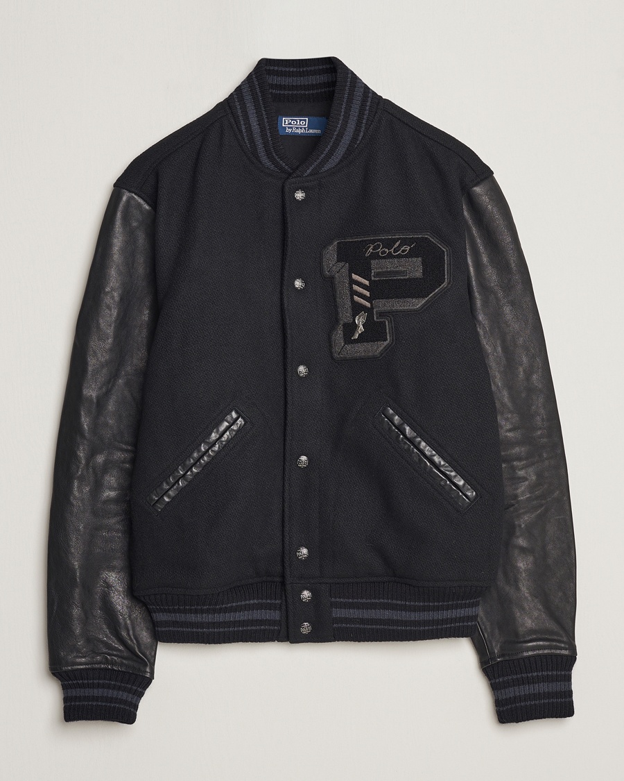 Herre | Polo Ralph Lauren | Polo Ralph Lauren Varsity Lined Bomber Jacket Polo Black