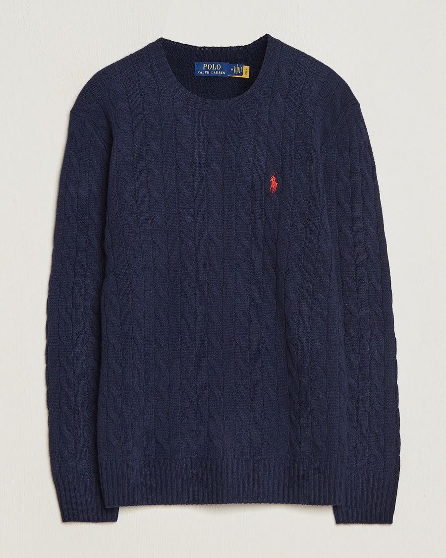 Herre | Polo Ralph Lauren | Polo Ralph Lauren Wool/Cashmere Cable Crew Neck Hunter Navy