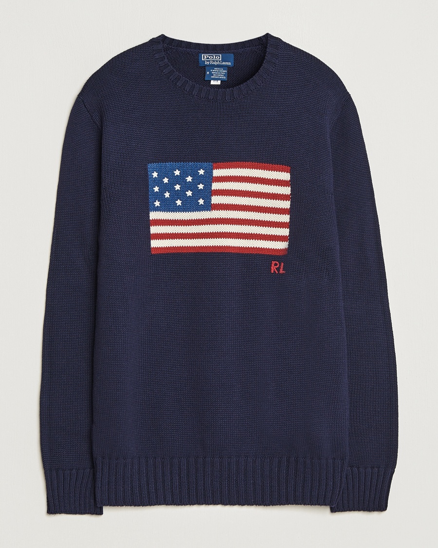 Herre | Polo Ralph Lauren | Polo Ralph Lauren Cotton Knitted Flag Sweater Hunter Navy