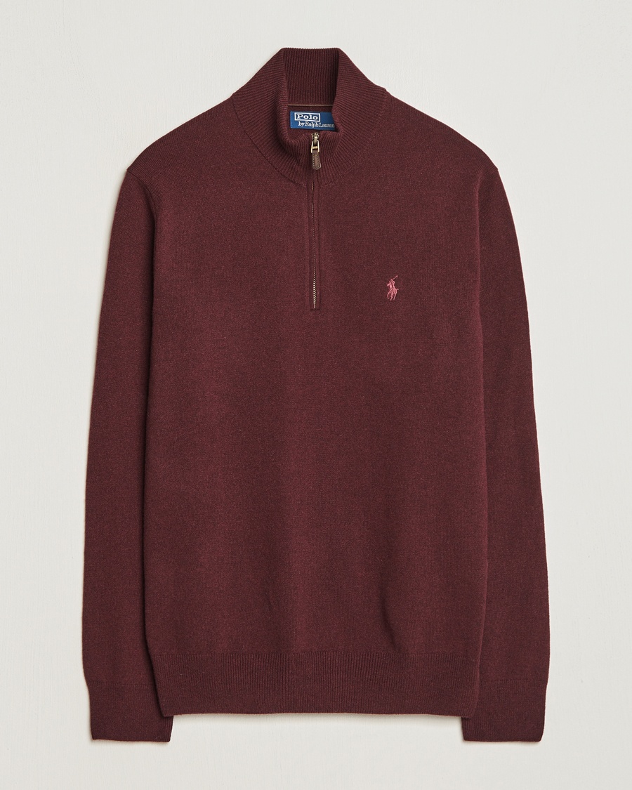 Herre | Polo Ralph Lauren | Polo Ralph Lauren Merino Half-Zip Sweater Aged Wine Heather