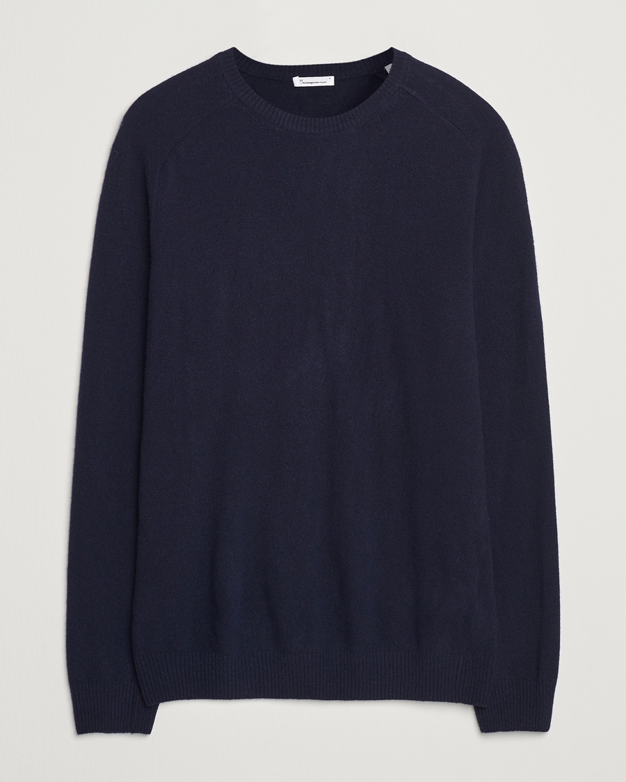 Herre | KnowledgeCotton Apparel | KnowledgeCotton Apparel Lambswool Roundneck Navy