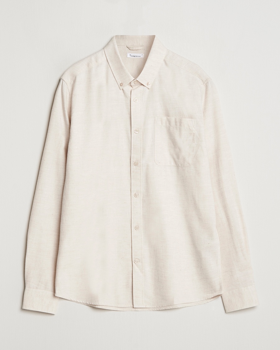 Herre | KnowledgeCotton Apparel | KnowledgeCotton Apparel Regular Fit Melange Flannel Shirt Greish