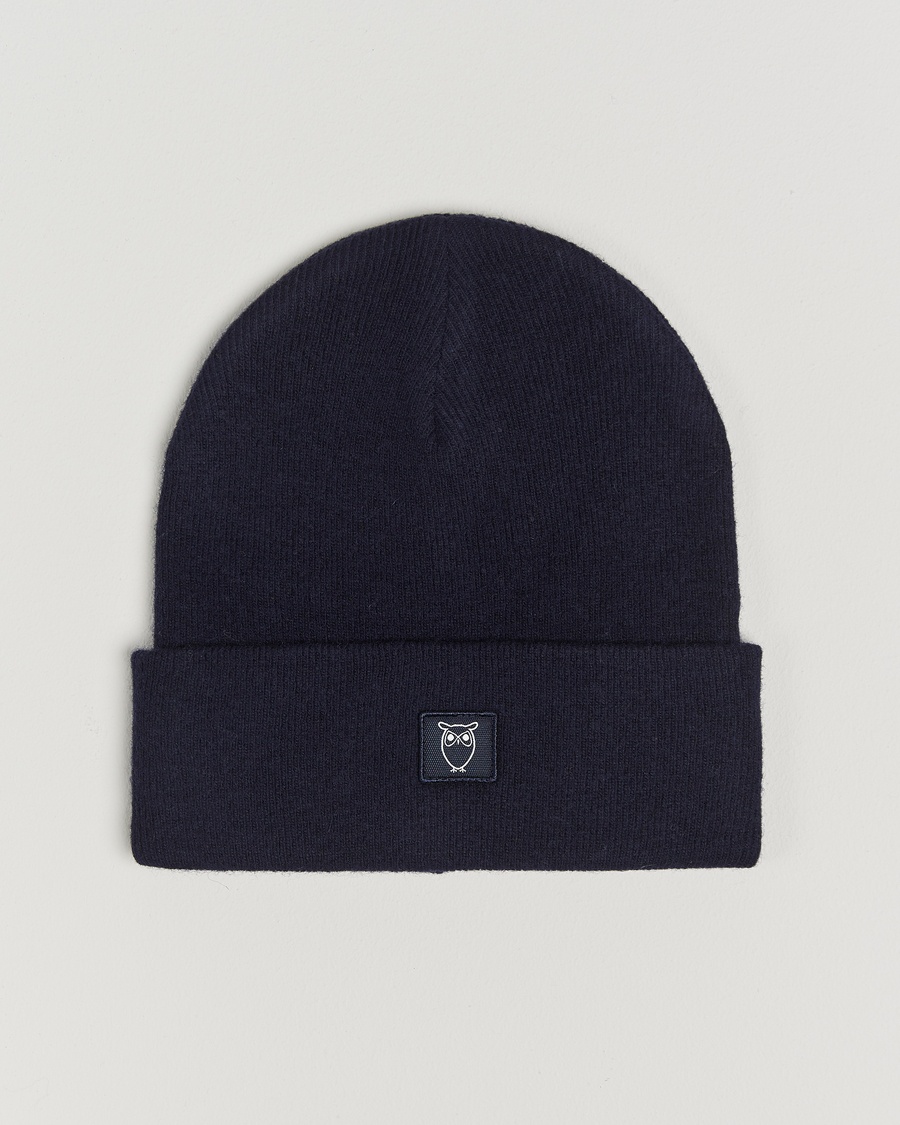 Herre | KnowledgeCotton Apparel | KnowledgeCotton Apparel Double Layer Wool Beanie Navy
