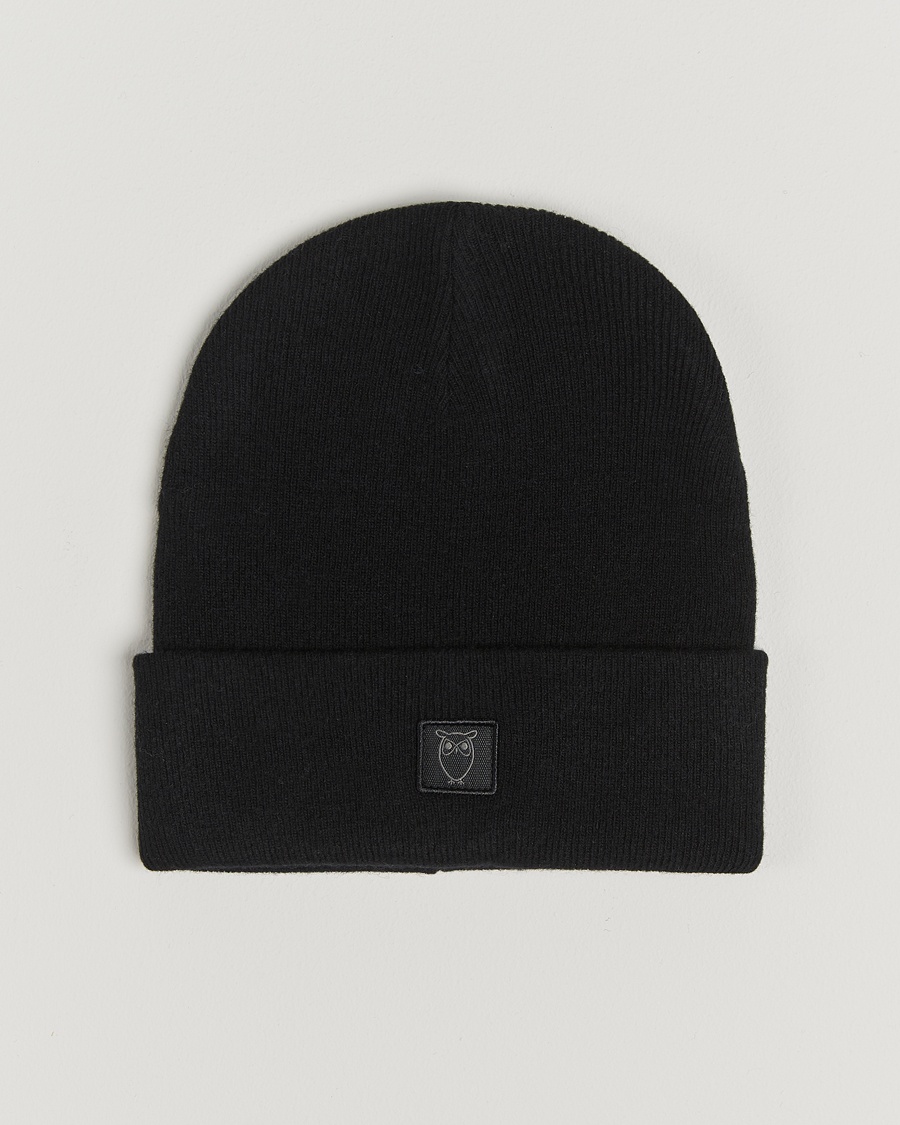 Herre | KnowledgeCotton Apparel | KnowledgeCotton Apparel Double Layer Wool Beanie Black