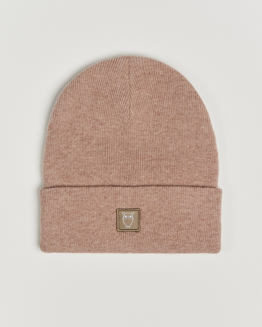 Herre | KnowledgeCotton Apparel | KnowledgeCotton Apparel Double Layer Wool Beanie Light Beige