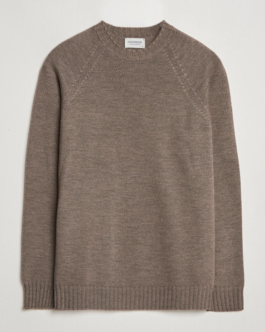 Herre | John Smedley | John Smedley Denver Extra Fine Merino Crew Neck Mushroom Brown