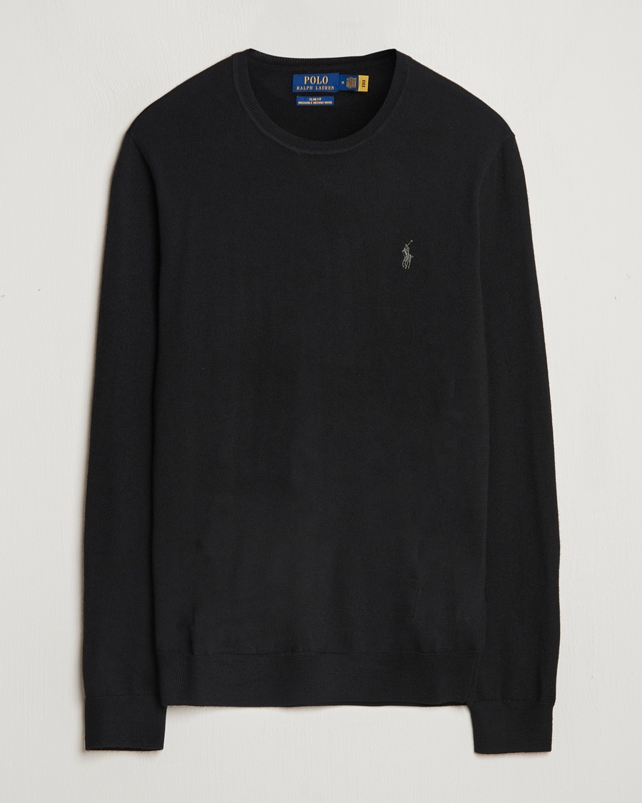 Herre | Polo Ralph Lauren | Polo Ralph Lauren Merino Crew Neck Pullover Polo Black