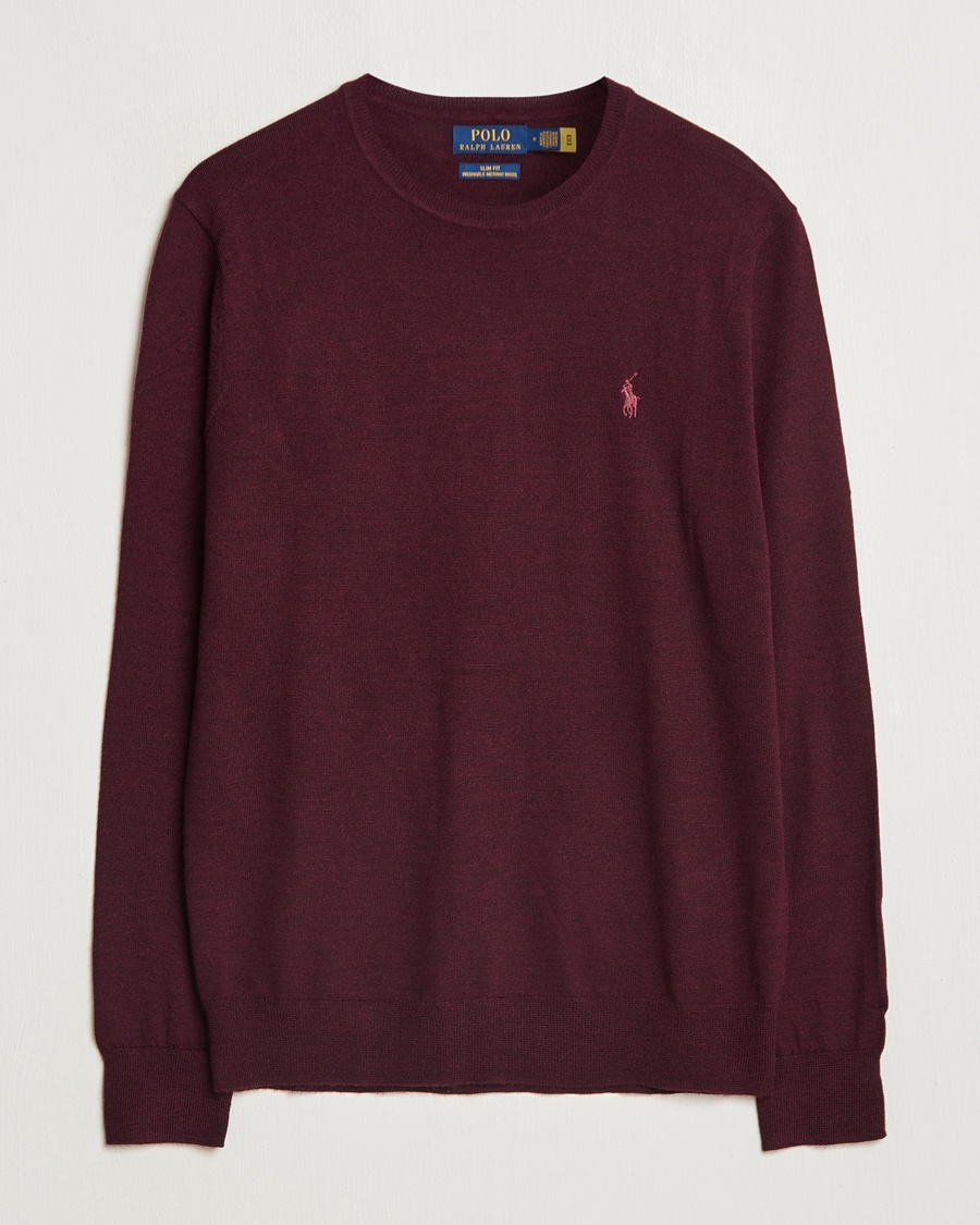 Herre | Polo Ralph Lauren | Polo Ralph Lauren Merino Crew Neck Pullover Aged Wine Heather