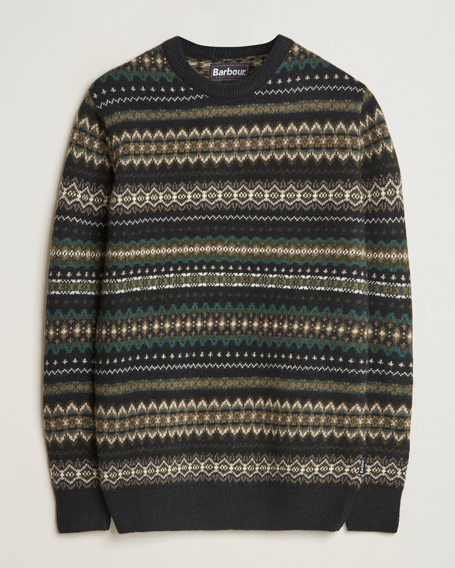 Barbour Lifestyle Case Fairisle Crew Black – Grønn
