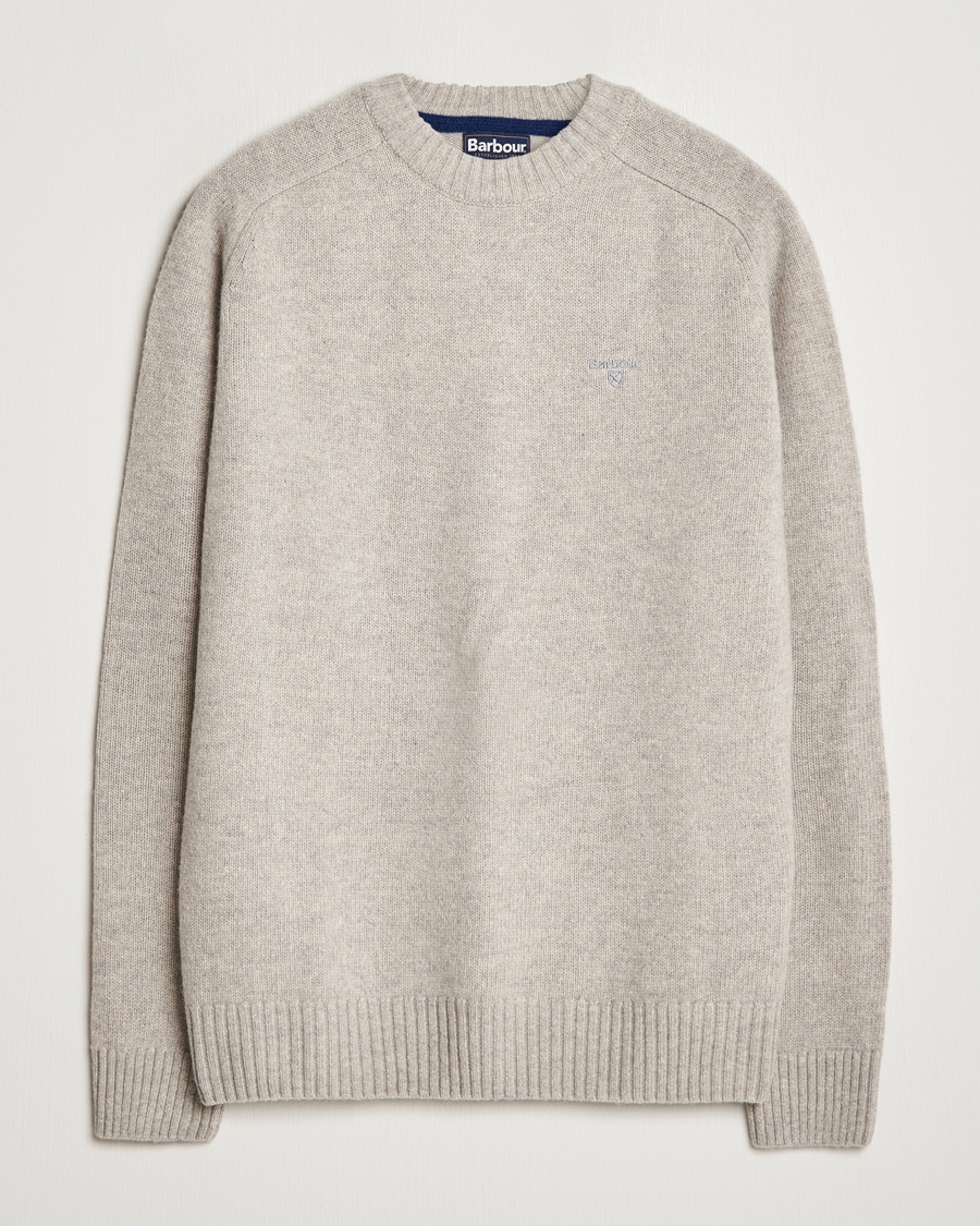 Herre | Barbour Lifestyle | Barbour Lifestyle Grangetown Lambswool Crewneck Light Grey Marl