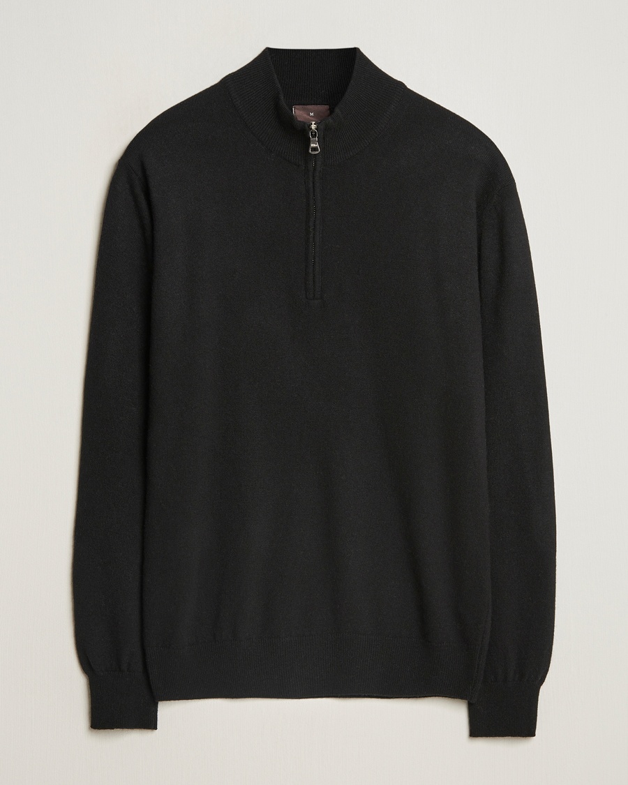 Herre | Oscar Jacobson | Oscar Jacobson Patton Wool/Cashmere Half Zip Black