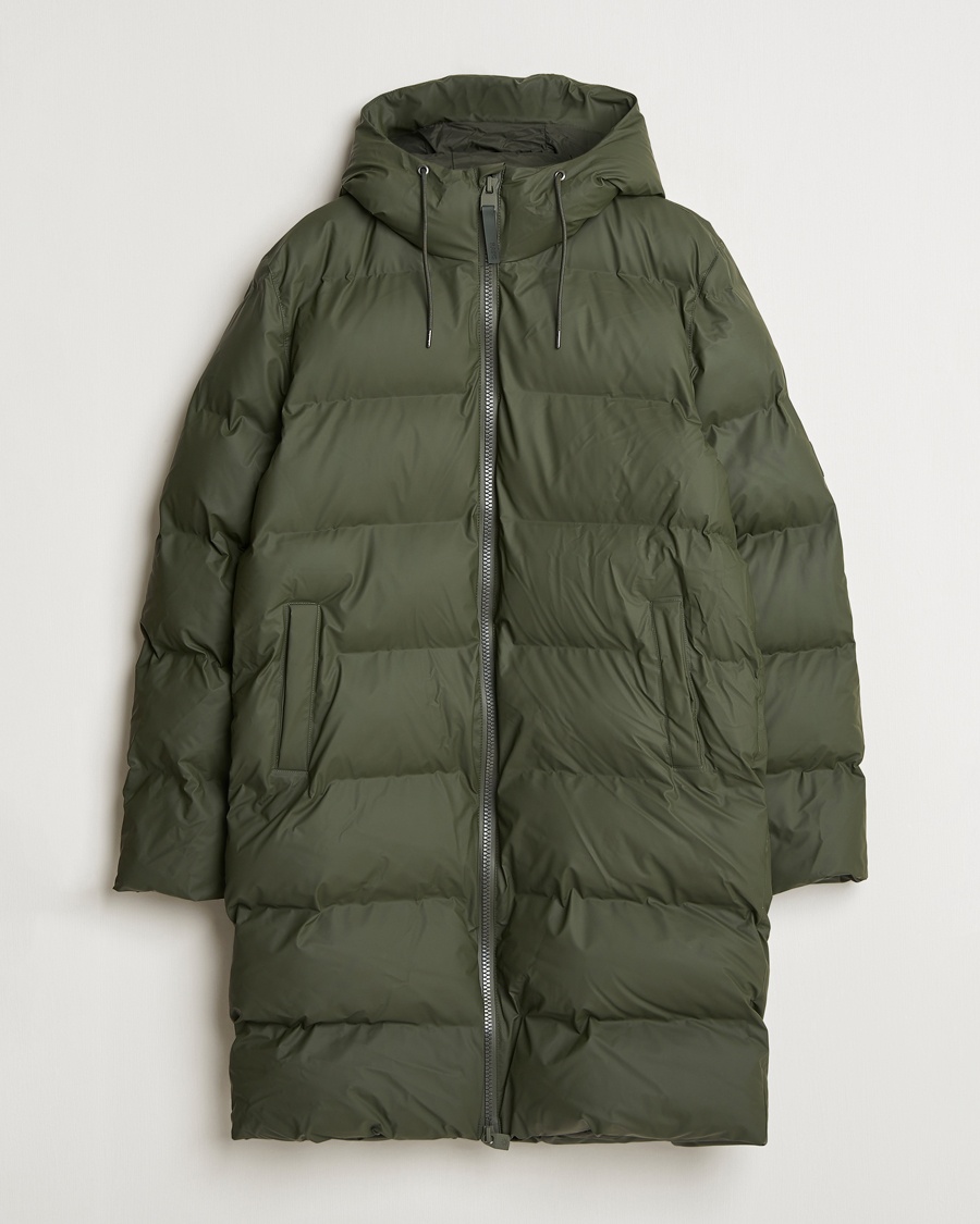 RAINS Alta Long Puffer Parka Green – Grønn