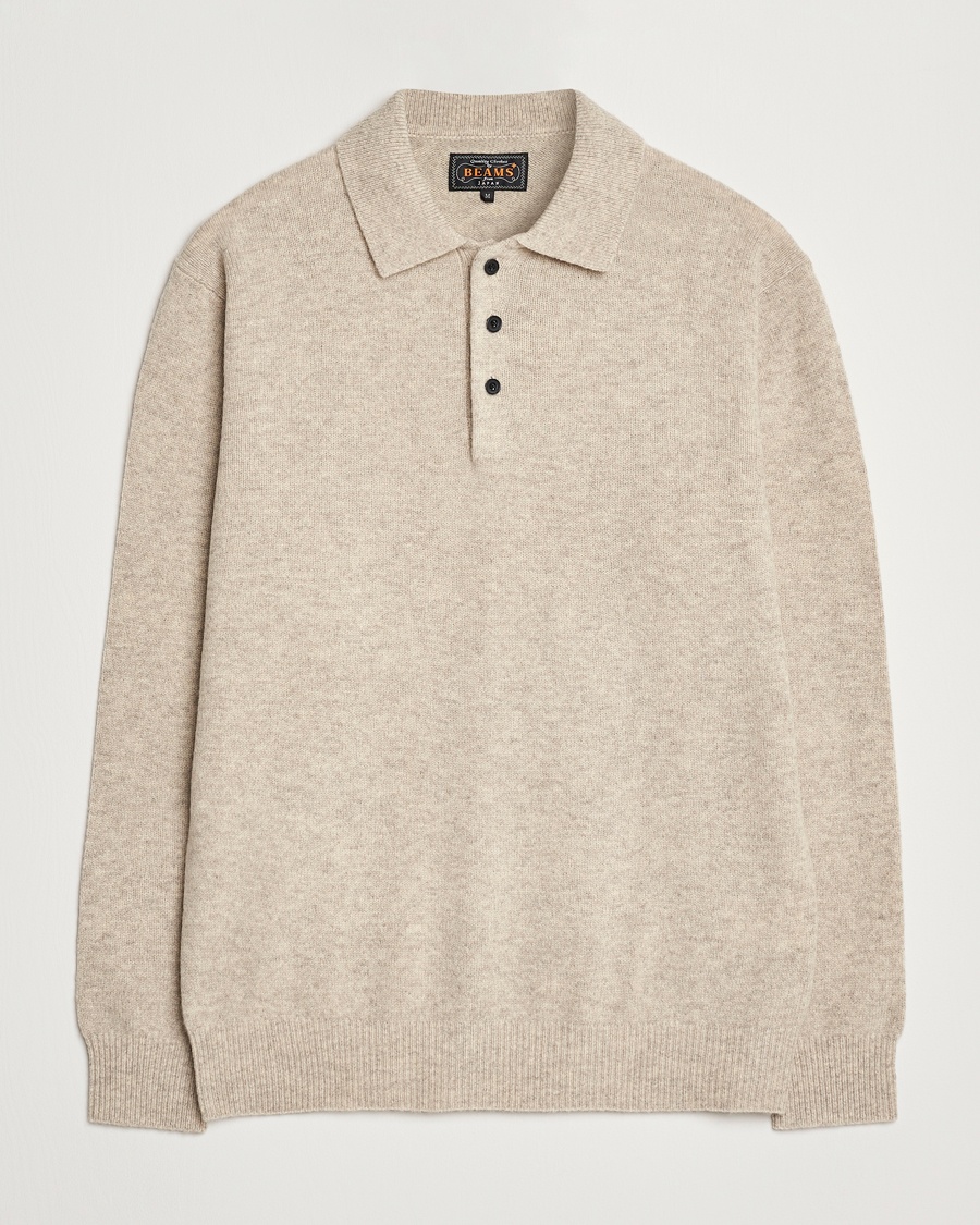 Herre | BEAMS PLUS | BEAMS PLUS Knitted Wool Polo Beige