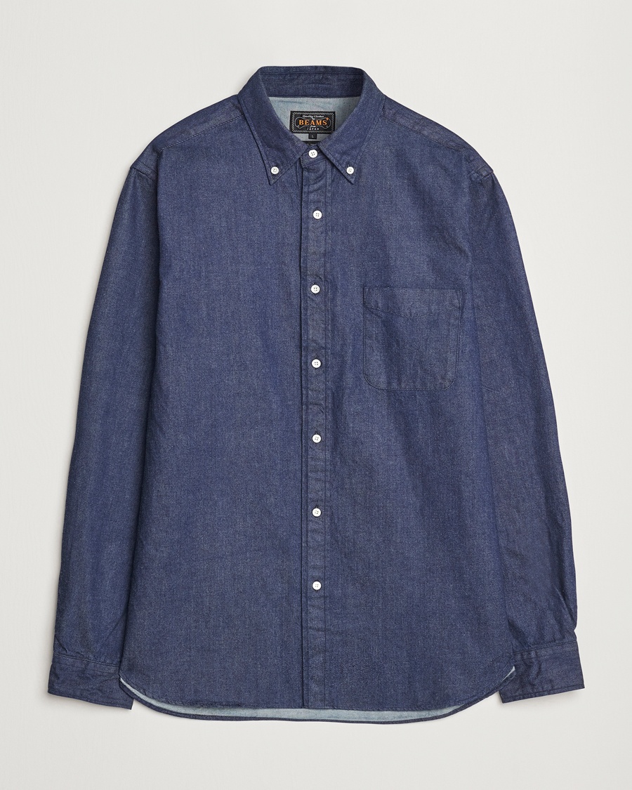 Herre | BEAMS PLUS | BEAMS PLUS Denim Button Down Shirt Dark Indigo