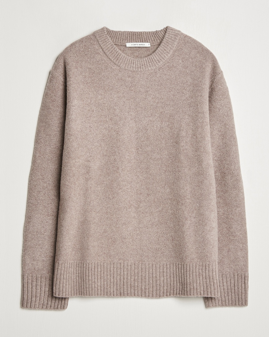 Herre | A Day's March | A Day's March Tietar Boiled Merino Sweater Taupe Melange