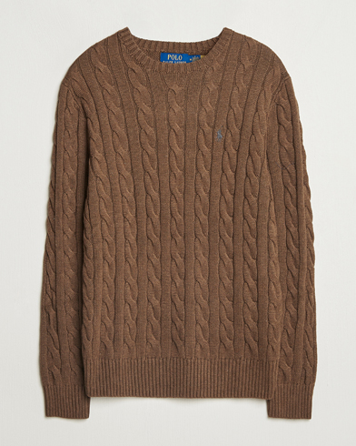 Herre | Polo Ralph Lauren | Polo Ralph Lauren Cotton Cable Pullover Coffee Brown Heather