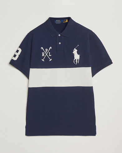 Herre | Polo Ralph Lauren | Polo Ralph Lauren Custom Slim Block Stripe Polo Newport Navy/Nevis