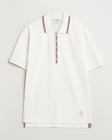 Thom Browne Waffle Cotton Polo Natural White – Hvit