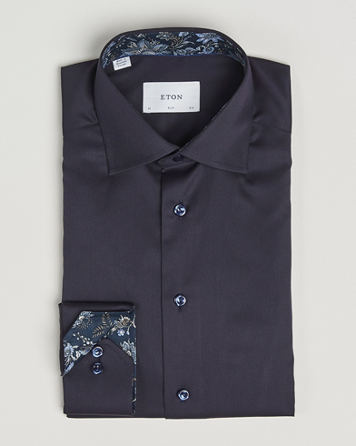 Eton Slim Fit Signature Twill Contrast Shirt Navy – Blå