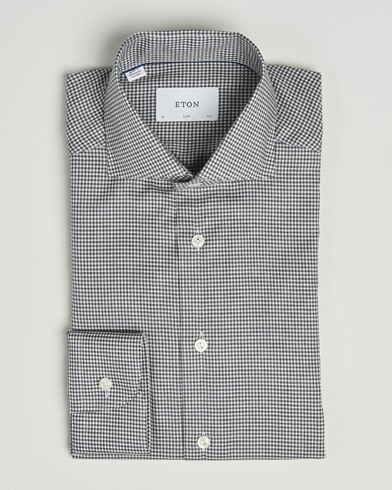Eton Slim Fit Checked Wrinkle Free Flannel Shirt Dark Grey – Grå