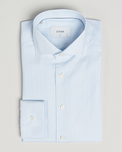 Eton Slim Fit Bengal Striped Oxford Shirt Light Blue – Blå