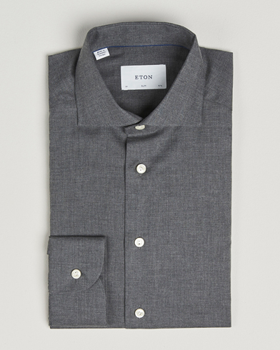 Eton Slim Fit Wrinkle Free Flannel Shirt Dark Grey – Grå