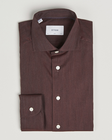 Eton Slim Fit Wrinkle Free Flannel Shirt Dark Red – Rød