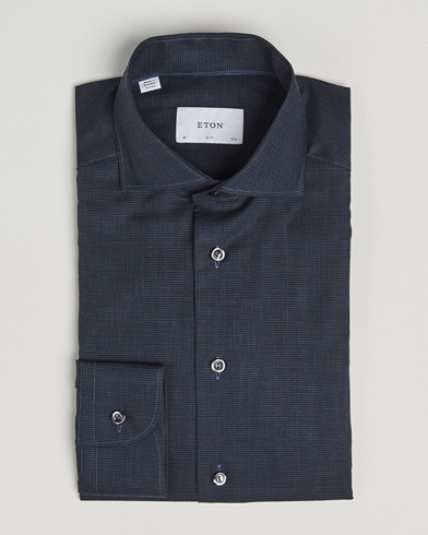 Eton Slim Fit Checked Wrinkle Free Flannel Shirt Navy – Blå