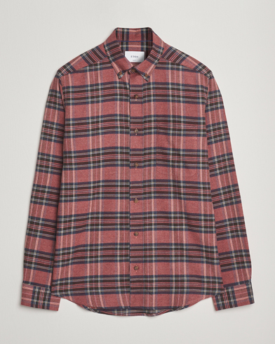 Eton Casual Fit Checked Flannel Shirt Red Multi – Flerfarget