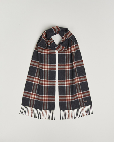 Eton Merino Wool Checked Scarf Dark Grey – Grå