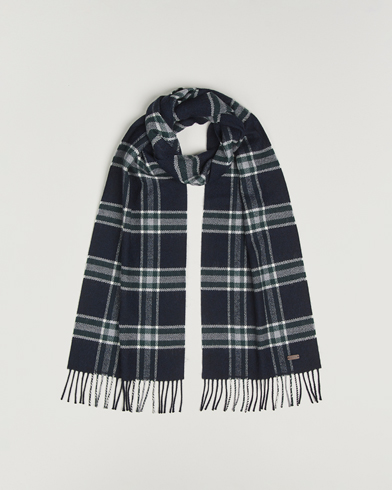 Eton Merino Wool Checked Scarf Navy – Blå
