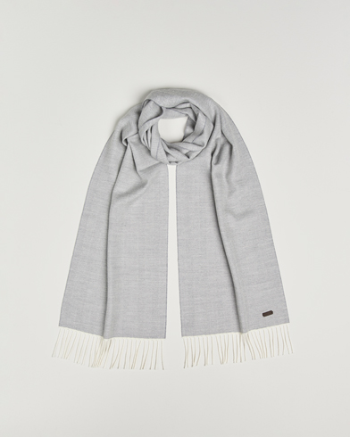 Herre | Eton | Eton Merino Wool Herringbone Scarf Light Grey