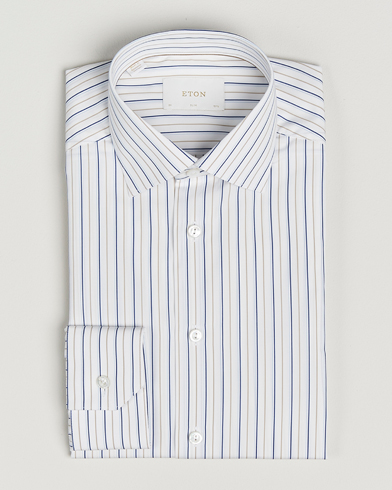 Eton Slim Fit Striped Supima 120 Shirt White – Hvit