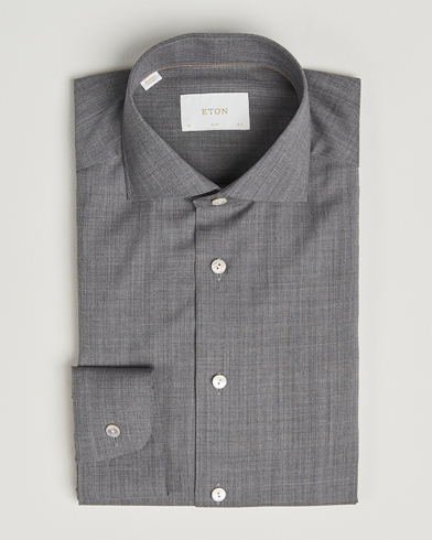 Eton Slim Fit Merino Shirt Dark Grey – Grå