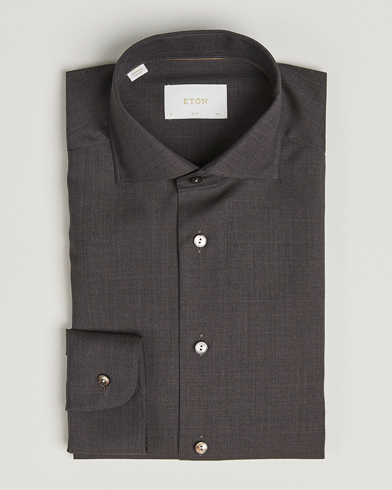 Eton Slim Fit Merino Shirt Dark Brown – Brun