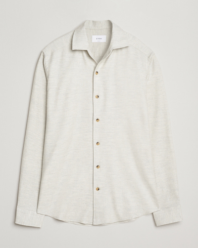 Eton Casual Fit One Piece Collar Flannel Shirt Light Grey – Grå